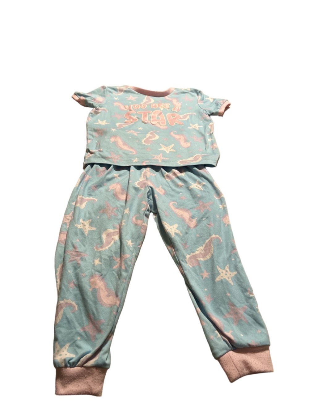 Blue and Pink Sea Print 2 Piece Pyjamas Size 3T